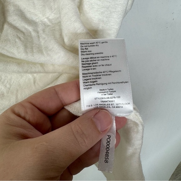 ANINE BING Issac Tee in White Linen Blend Size Large - Picture 7 of 7